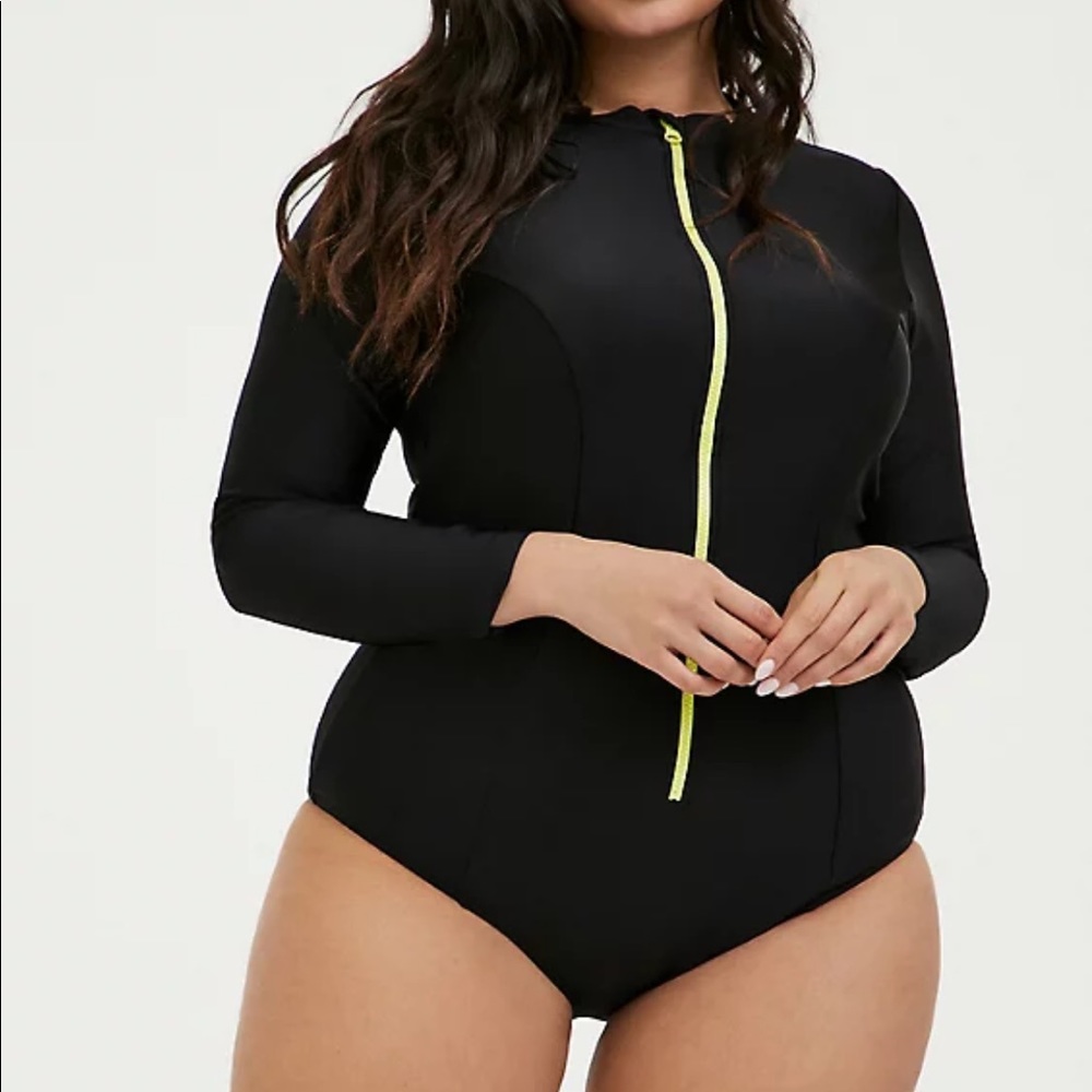 Torrid Black Rash Guard Bathing suit